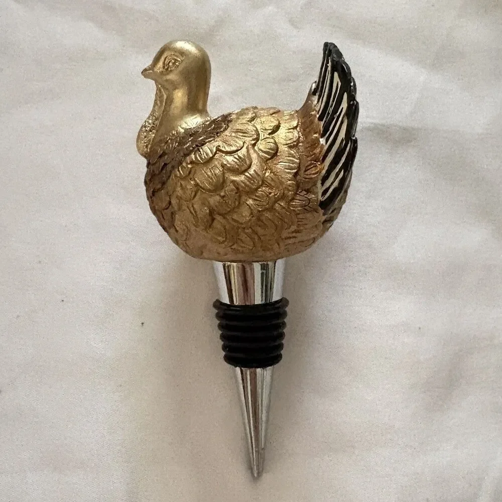 Retired Mackenzie Childs Autumn Harvest Bottle Stopper Turkey Thanksgiving 5